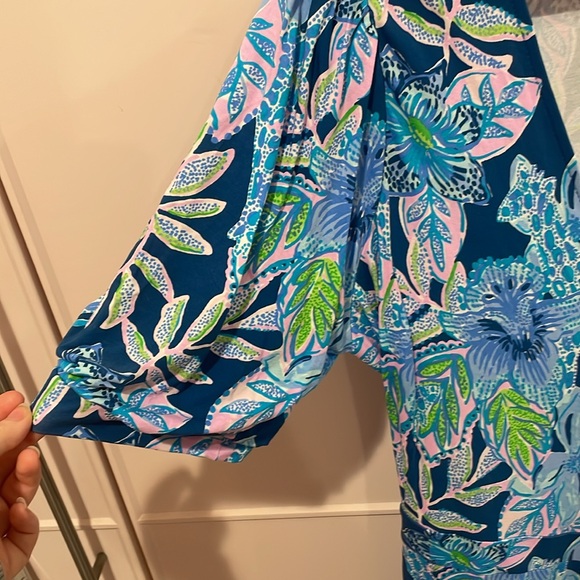 NWOT Lilly Pulitzer Puff Sleeve Faux Wrap Dress XL - Picture 2 of 3